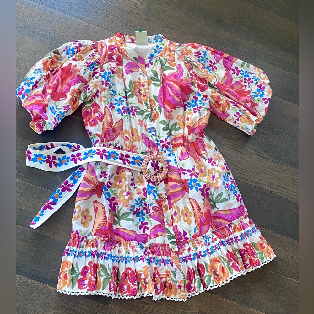 FARM RIO Spring Bananas Belted Minidress.